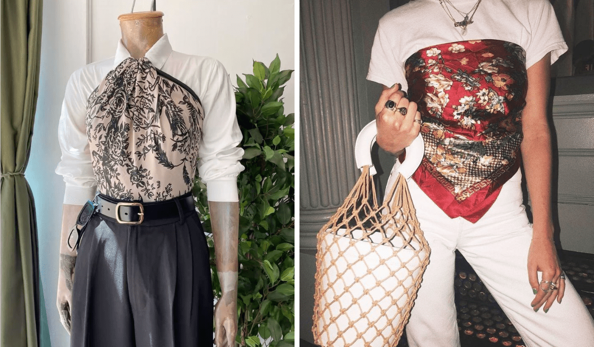 تبدیل روسری ابریشمی به یک تاپ دلبر بهاری